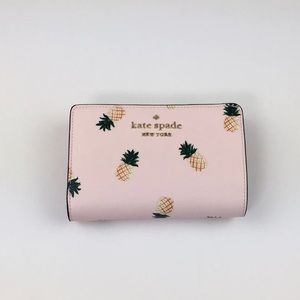 Kate Spade Colada Medium Compact Bifold Wallet Pineapple Pink Multi